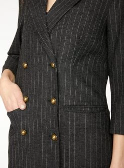 HeyYou Charcoal Double Breasted Striped Blazer
