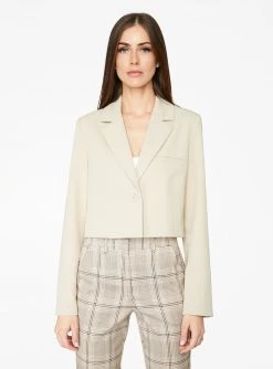 HeyYou Blazers Beige Cropped Blazer