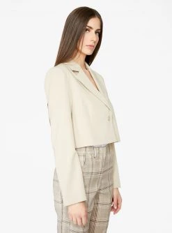 HeyYou Blazers Beige Cropped Blazer
