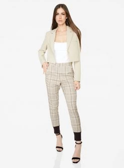HeyYou Blazers Beige Cropped Blazer