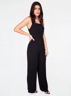 HeyYou Straight Neck Jumpsuit In Black Dresses