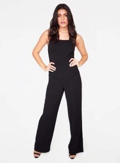 HeyYou Straight Neck Jumpsuit In Black Dresses