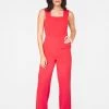 HeyYou Straight Neck Jumpsuit In Red 2 HeyYou Straight Neck Jumpsuit In Red