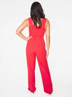 HeyYou Straight Neck Jumpsuit In Red 10 HeyYou Straight Neck Jumpsuit In Red