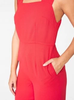 HeyYou Straight Neck Jumpsuit In Red