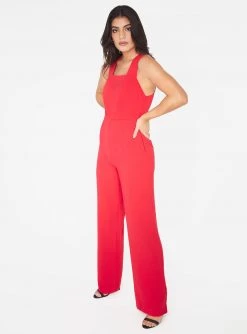 HeyYou Straight Neck Jumpsuit In Red 11 HeyYou Straight Neck Jumpsuit In Red