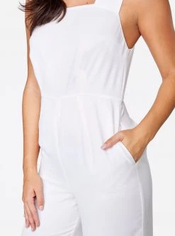HeyYou Straight Neck Jumpsuit In White Dresses