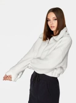 HeyYou Half Zip Pullover Jacket In Creme