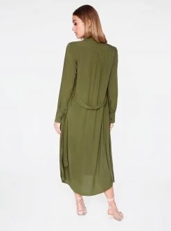 HeyYou Long Sleeve Olive Button Up Duster Dusters