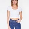 HeyYou Basic White Snap Front Ribbed Crop Top
