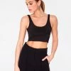 Crop Tops HeyYou Basic Black Sleek Straight Neck Crop Top