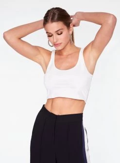 HeyYou Basic Off White Sleek Straight Neck Crop Top Crop Tops