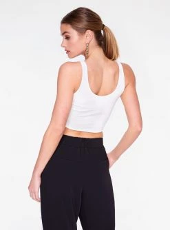 HeyYou Basic Off White Sleek Straight Neck Crop Top Crop Tops