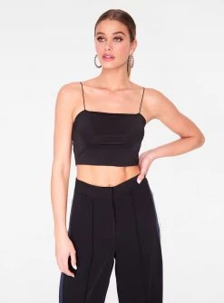 HeyYou Basic Black Strappy Crop Top Crop Tops