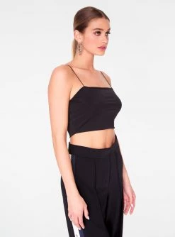 HeyYou Basic Black Strappy Crop Top Crop Tops
