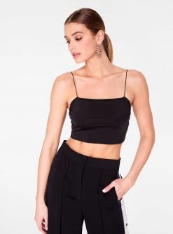 HeyYou Basic Black Strappy Crop Top Crop Tops