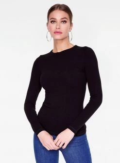 HeyYou Basic Long Sleeve Ribbed Top In Black