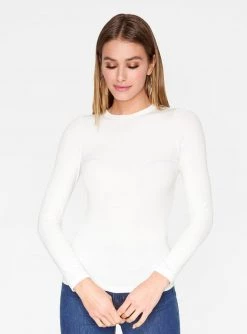 HeyYou Basic Long Sleeve Ribbed Top In Off White
