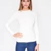 HeyYou Basic Long Sleeve Ribbed Top In Off White