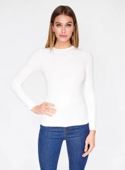 HeyYou Basic Long Sleeve Ribbed Top In Off White