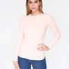 HeyYou Basic Long Sleeve Ribbed Top In Pink 1 HeyYou Basic Long Sleeve Ribbed Top In Pink