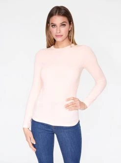 HeyYou Basic Long Sleeve Ribbed Top In Pink