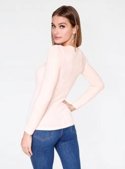 HeyYou Basic Long Sleeve Ribbed Top In Pink