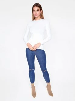 HeyYou Basic Long Sleeve Ribbed Top In White 11 HeyYou Basic Long Sleeve Ribbed Top In White