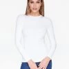 HeyYou Basic Long Sleeve Ribbed Top In White 2 HeyYou Basic Long Sleeve Ribbed Top In White