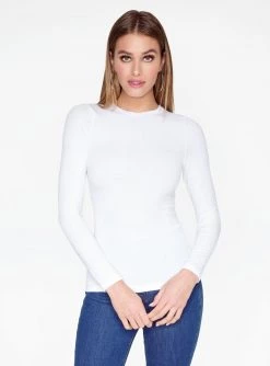 HeyYou Basic Long Sleeve Ribbed Top In White