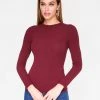 HeyYou Basic Long Sleeve Ribbed Top In Wine 2 HeyYou Basic Long Sleeve Ribbed Top In Wine