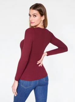 HeyYou Basic Long Sleeve Ribbed Top In Wine 10 HeyYou Basic Long Sleeve Ribbed Top In Wine