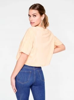 HeyYou Basic Cropped Tee In Peach Crop Tops