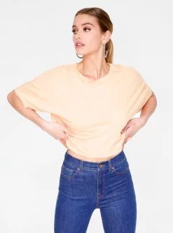 HeyYou Basic Cropped Tee In Peach Crop Tops