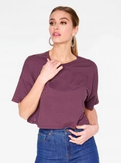 HeyYou Basic Cropped Tee In Plum