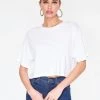 HeyYou Basic Cropped Tee In White Crop Tops