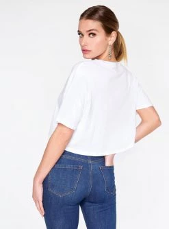 HeyYou Basic Cropped Tee In White Crop Tops