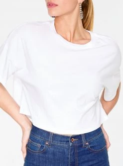 HeyYou Basic Cropped Tee In White Crop Tops