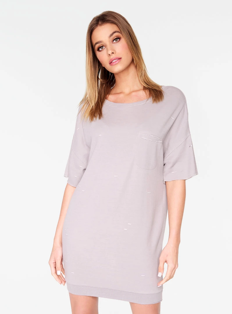 HeyYou Grey Oversized Distressed T-Shirt Dress Dresses 3 HeyYou Grey Oversized Distressed T-Shirt Dress Dresses