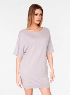HeyYou Grey Oversized Distressed T-Shirt Dress Dresses 9 HeyYou Grey Oversized Distressed T-Shirt Dress Dresses