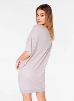 HeyYou Grey Oversized Distressed T-Shirt Dress Dresses 10 HeyYou Grey Oversized Distressed T-Shirt Dress Dresses