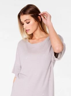 HeyYou Grey Oversized Distressed T-Shirt Dress Dresses