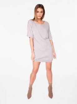 HeyYou Grey Oversized Distressed T-Shirt Dress Dresses 11 HeyYou Grey Oversized Distressed T-Shirt Dress Dresses