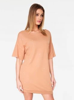 HeyYou Dresses Khaki Oversized Distressed T-Shirt Dress 9 HeyYou Dresses Khaki Oversized Distressed T-Shirt Dress