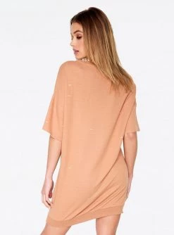HeyYou Dresses Khaki Oversized Distressed T-Shirt Dress 10 HeyYou Dresses Khaki Oversized Distressed T-Shirt Dress