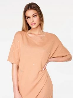HeyYou Dresses Khaki Oversized Distressed T-Shirt Dress