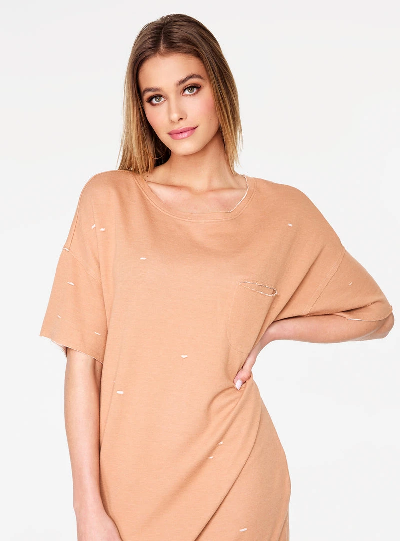 HeyYou Dresses Khaki Oversized Distressed T-Shirt Dress 4 HeyYou Dresses Khaki Oversized Distressed T-Shirt Dress