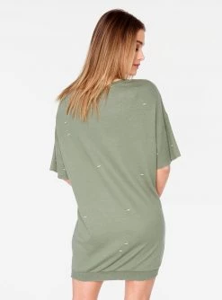 HeyYou Dresses Olive Oversized Distressed T-Shirt Dress 10 HeyYou Dresses Olive Oversized Distressed T-Shirt Dress