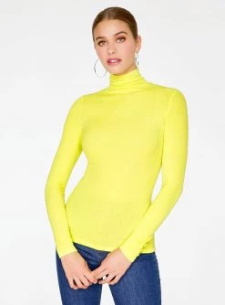 HeyYou Basic Key Lime Ribbed Long Sleeve Turtleneck Tank Tops