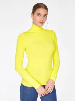 HeyYou Basic Key Lime Ribbed Long Sleeve Turtleneck Tank Tops